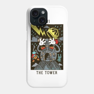 The Tower - Mystical Medleys - Vintage Cartoon Tarot (White) Phone Case