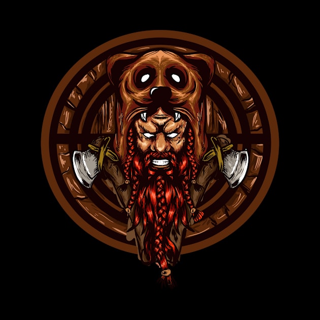 BEAR HAT VIKING ANGRY ILLUSTRATION by khamidfarhan182