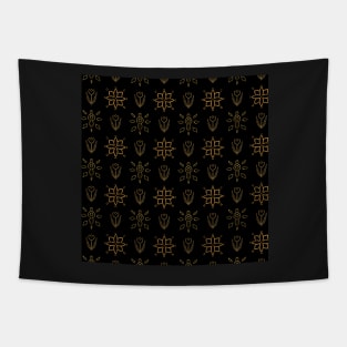 Gold Foil Spiritual Floral Geometric Pattern Tapestry