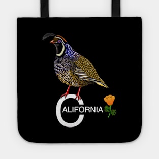 California quail state bird Californian poppy flowers Tote