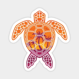 Tropical Sunset Sea Turtle Design Magnet