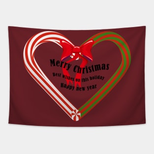 Merry Christmas Candy Cane T-Shirt Tapestry