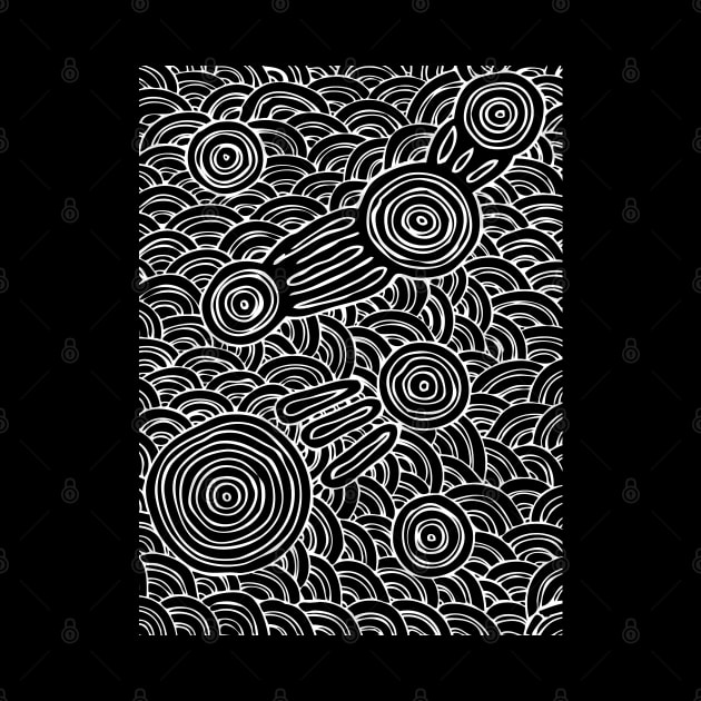 Aboriginal Art - Meeting Places Black by hogartharts