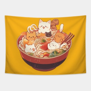 cats in ramen Tapestry