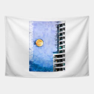 Super Moon In The City By Night. For Moon Lovers. Tapestry