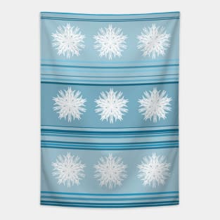 Blue Snowflake Holiday Pattern Tapestry