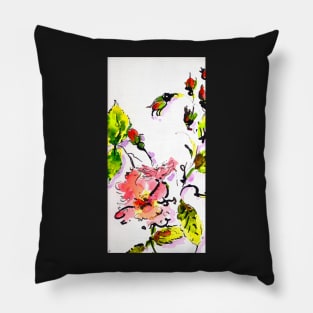 Pink Roses Modern Floral Art Pillow