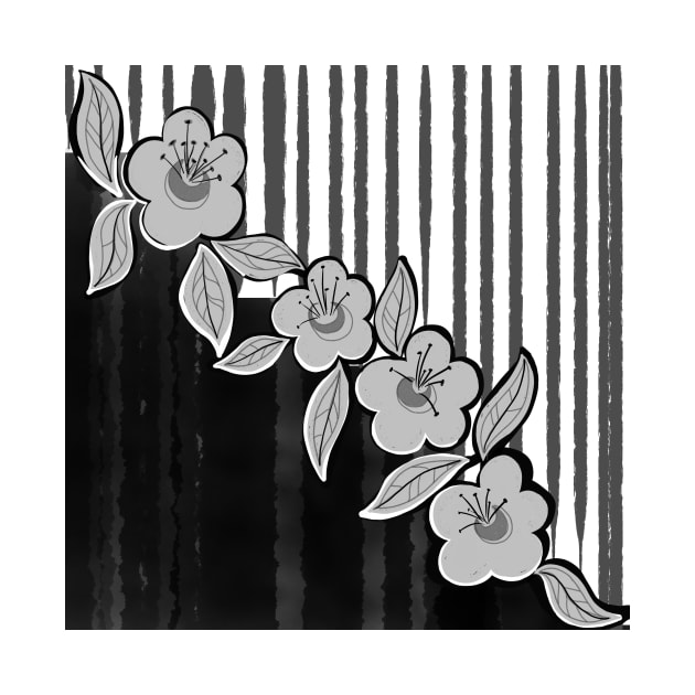 Pattern flowers black and white by ArtKsenia