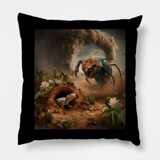 locust with lions head with lizard Pillow