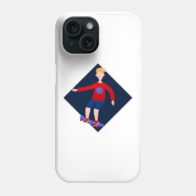 Blond skater riding on skateboard Phone Case by innokentymuhin