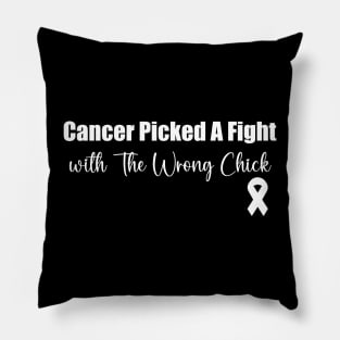 Cancer Picked A Fight with The Wrong Chick - Breast Cancer Awareness Women's Pillow