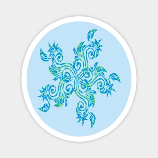 Blue Floral Decoration Abstract Silhouette Art Magnet