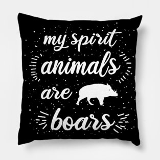 My spirit animal wild boar design vintage fan Pillow