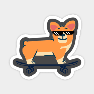 Corgi on a SkateBoard Magnet