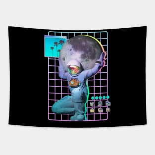 Vaporwave Ape & Moon | Vaporwave Aesthetic | Retro Streetwear Tapestry