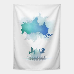 Yamaguchi Japan Watercolor Map Art Tapestry