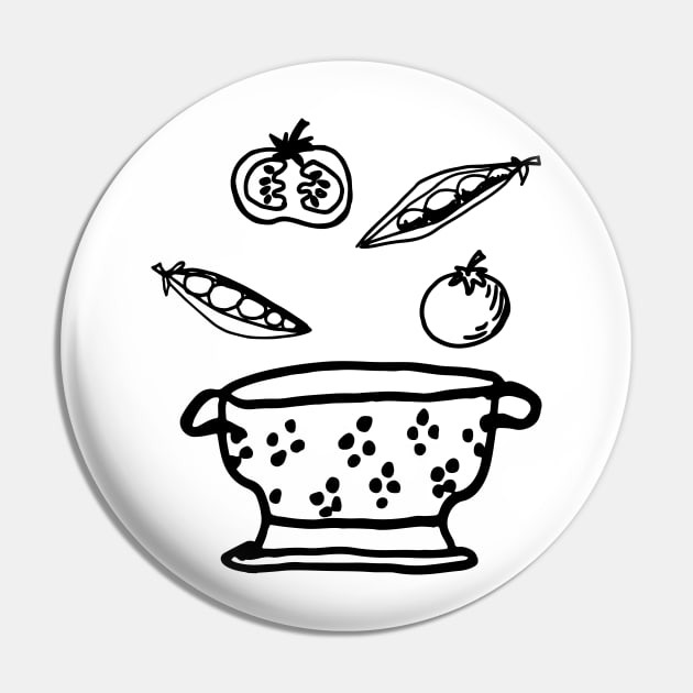 Retro Veggie Soup Design Pin by SWON Design