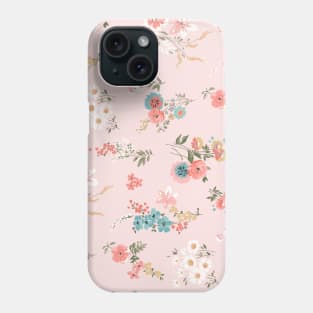 Flowers on pink background Phone Case