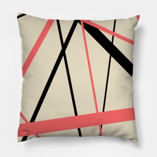 Criss Crossed Coral and Black Stripes Pillow