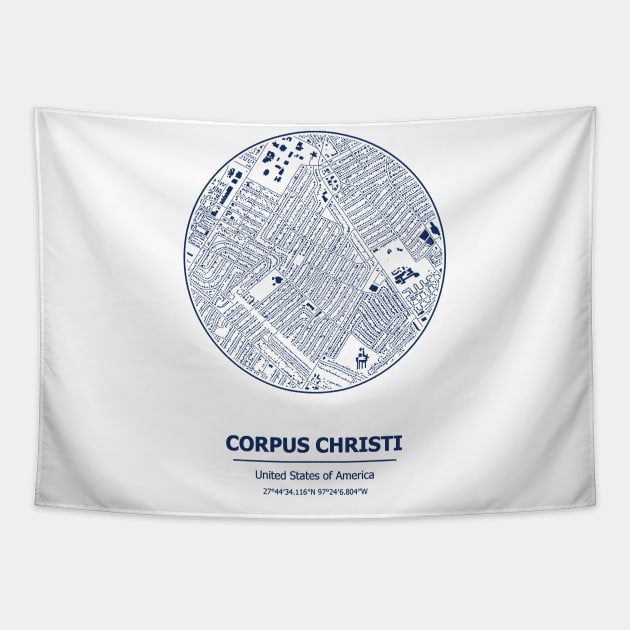 Corpus Christi city map coordinates Tapestry by SerenityByAlex