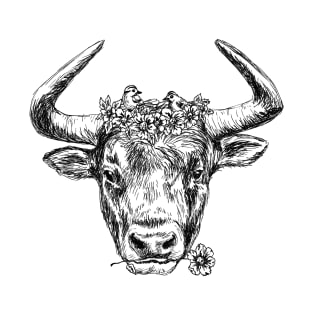 Cute Bull Head Print T-Shirt