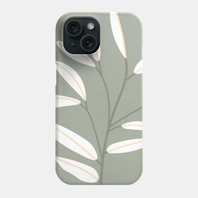 Mid Century Modern Artwork, Plant Leaves, Sage Green 1 Phone Case by Colorable