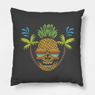 Vacation Mode Pineapple Skull Pillow