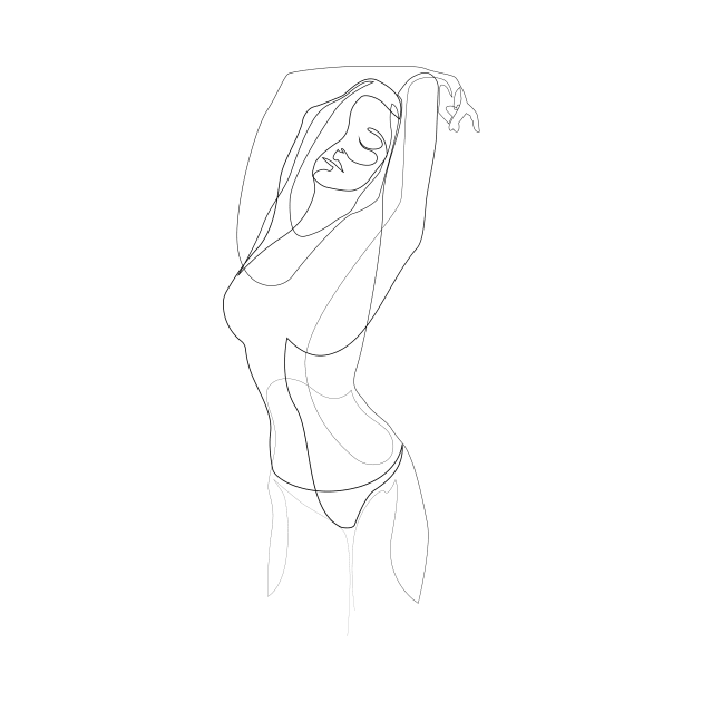 MV - single line woman's figure drawing by addillum