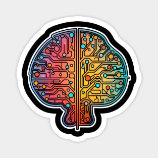 Colorful Circuit Board Brain Conceptual Design Magnet