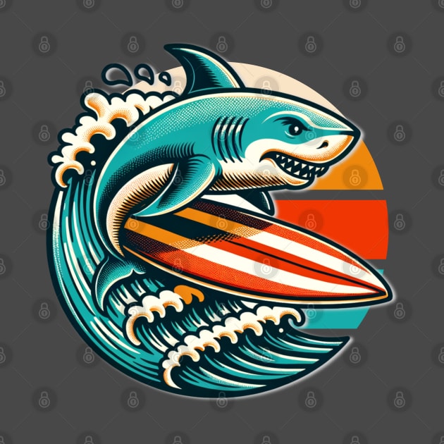 Surfing Shark by TravelTeezShop