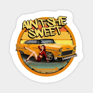 Aint She Sweet - 1955 Chevy - Pin Up Girl Magnet