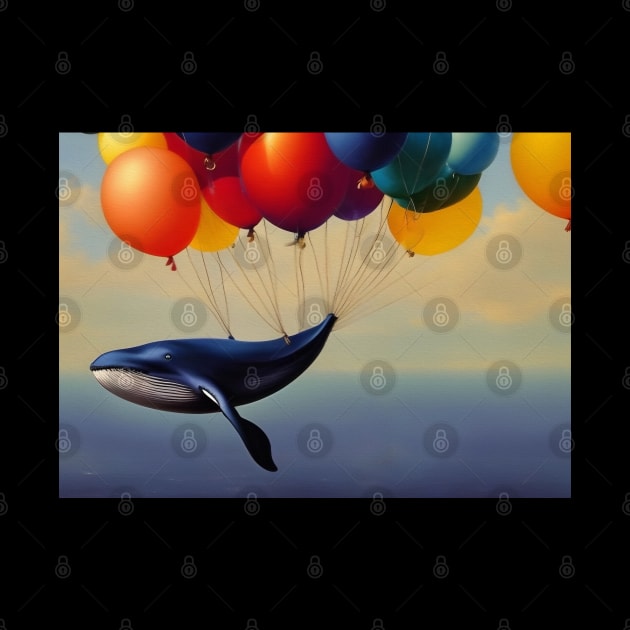 Big Blue Whale and air balloons by rolffimages