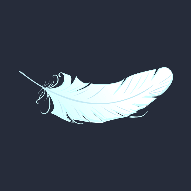 White angel feather on blue background by Blackmoon9