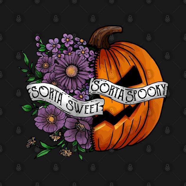 Sorta Sweet Sorta Spooky, Vintage Halloween, Flower Pumpkin by yass-art