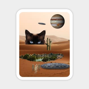 Cat on the Attack of Aliens Stopping at Waterhole Magnet