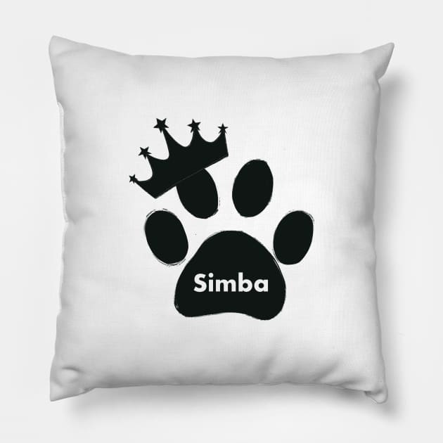 simba cat name made of hand drawn paw prints Pillow by GULSENGUNEL