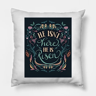 He is Risen Floral chalk-style Art // Christian Easter Art Pillow