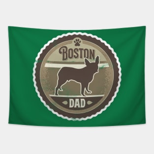 Boston Dad - Distressed Boston Terrier Silhouette Design Tapestry