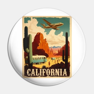 California Desert Vintage Travel Art Poster Pin