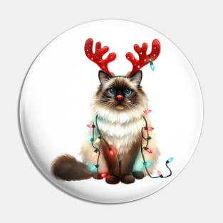 Christmas Red Nose Balinese Cat Pin