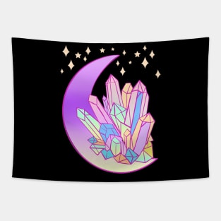 Pastel Goth Crystal Cluster Witchy Moon Tapestry