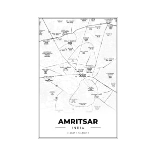 Amritsar Punjab Map - classic edition, Indian Map Art Poster, City Street Road Map, Ambarsar Shehar, Room Wall or Office Decor T-Shirt