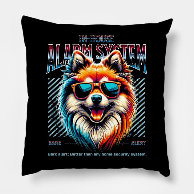 Bark Alert Finnish Spitz Dog Pillow by Miami Neon Designs