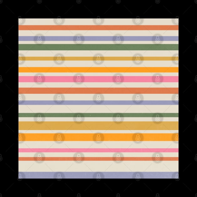 Abstract Rainbow Striped Pattern Retro 70s by Trippycollage