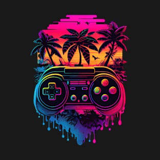 Synthwave Retrowave Video Game Controller Colorful Graphic T-Shirt