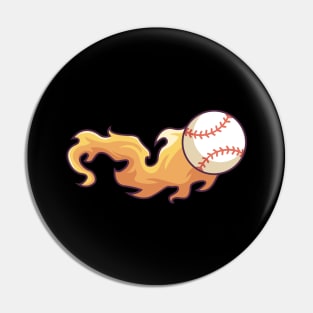 Burning Baseball Softball Art Pin