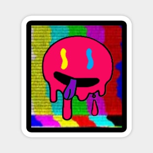 Colorful Trippy Graffiti Drip Silly Emoji Face Sticker Magnet