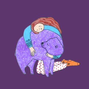 Girl With A Purple Bear T-Shirt