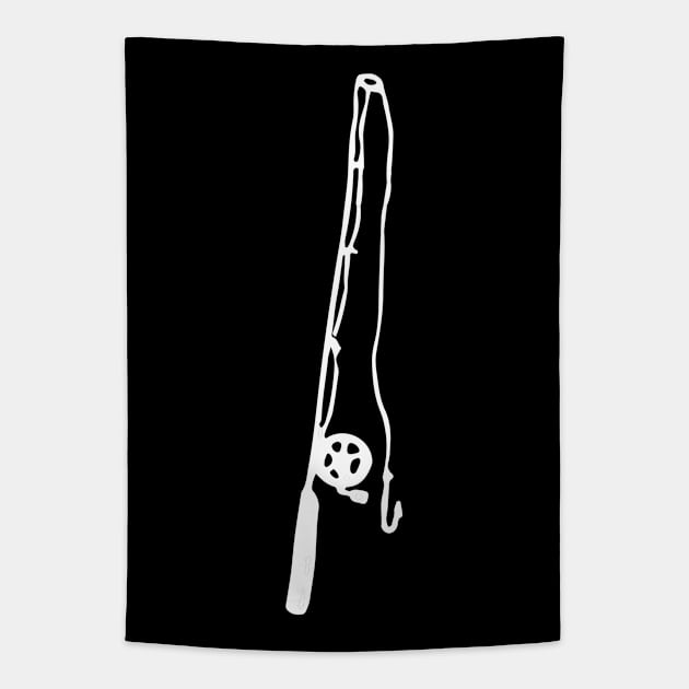 Fishing Pole Doodle White Tapestry by Mijumi Doodles