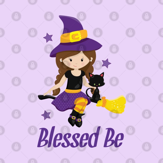 Wicca Witch Design Blessed Be Pagan Gift Shirt Mug Decor Halloween Witch on a Broomstick Design by InnerMagic